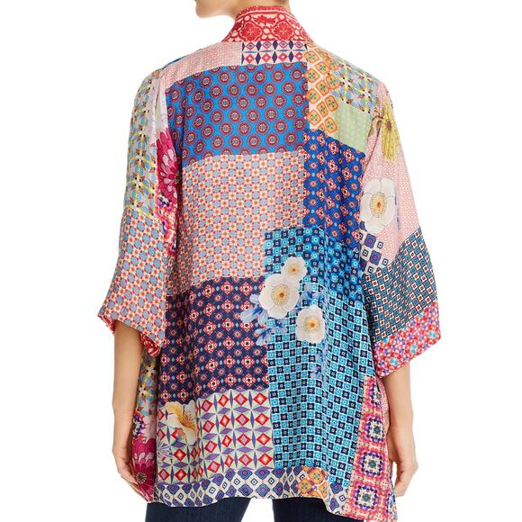 Johnny Was Onyx Reversible Silk Rayon Embroidered Floral Kimono Large - Picture 2 of 7